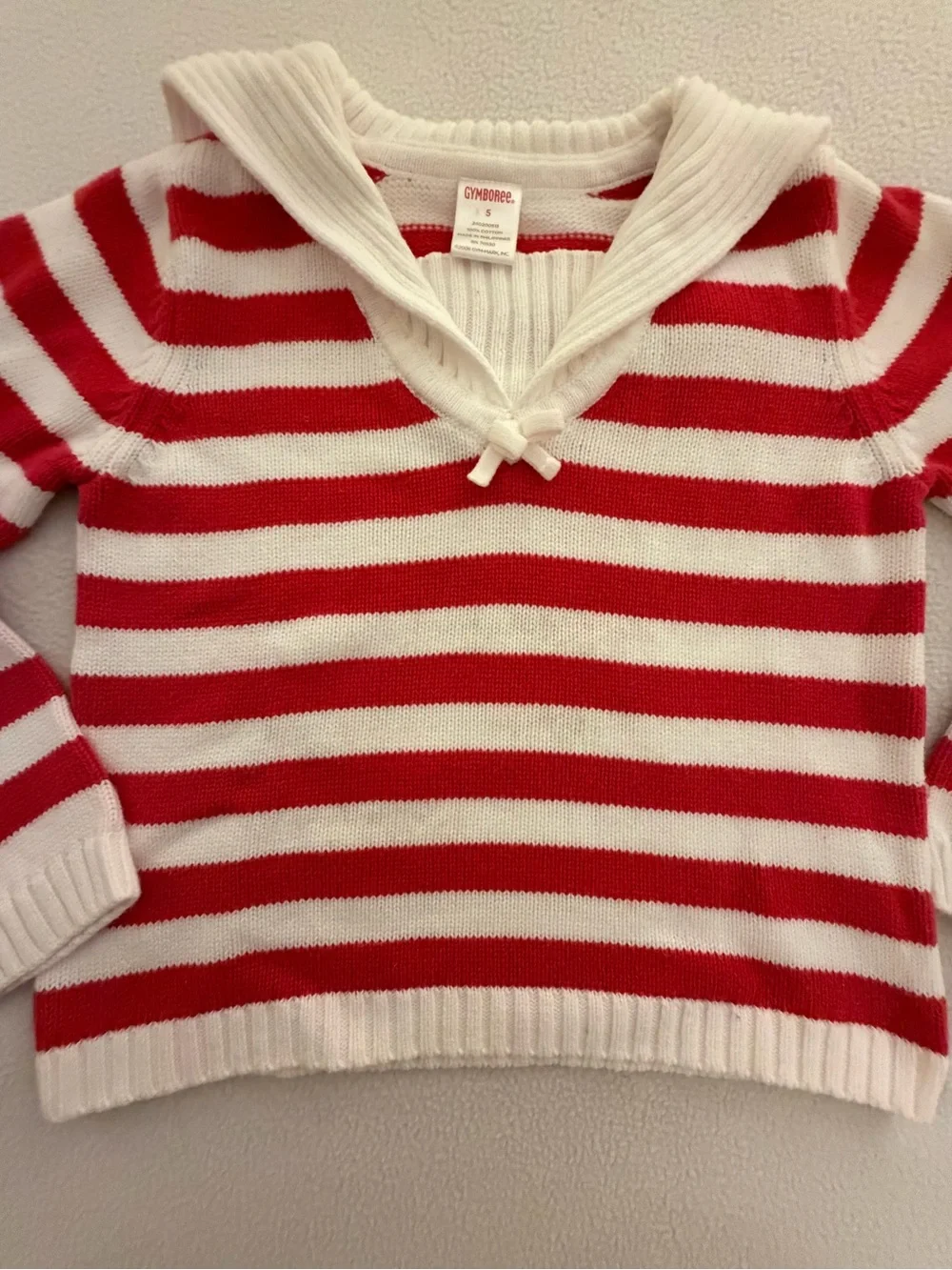 Gymboree Wish You Were Here Red & White Striped Nautical Collar Sweater